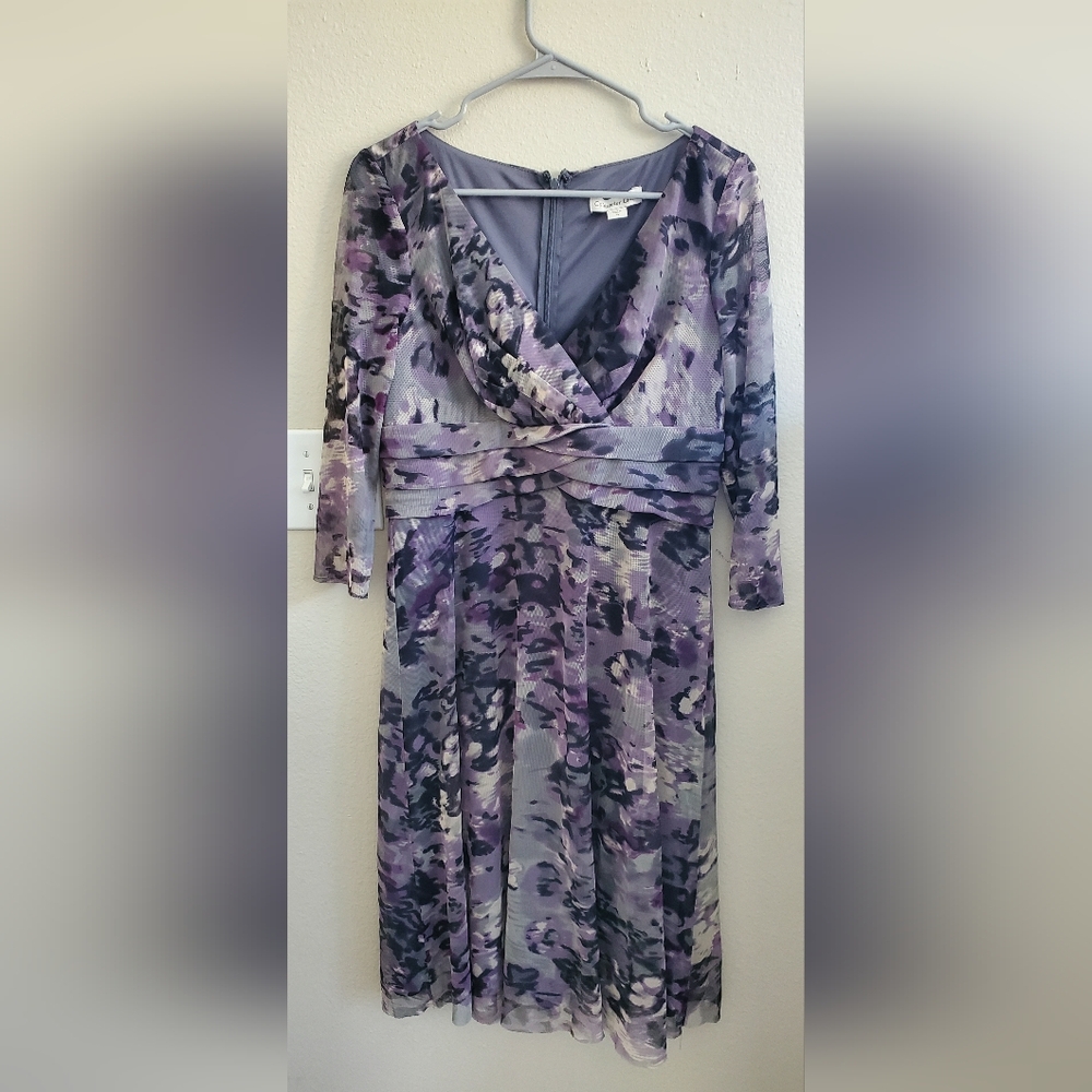 Coldwater Creek Purple Floral Long Sleeve Dress